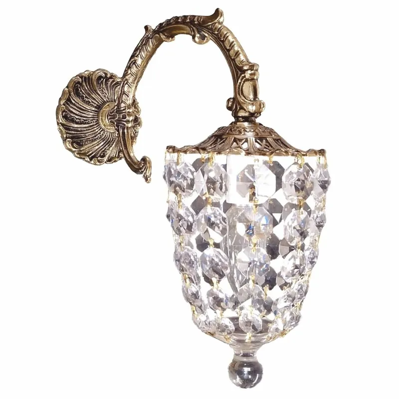 Casa Padrino lampada da parete di lusso barocco di lusso in cristallo ottone antico A. 31 cm Abverkauf