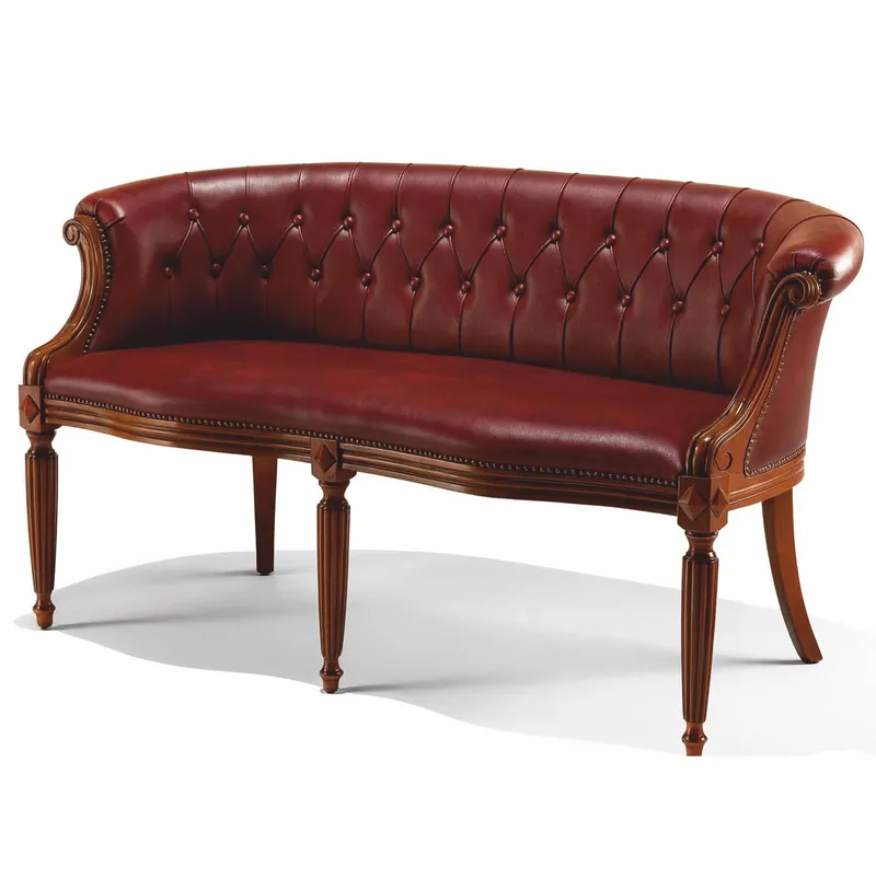 Direkt Vom Hersteller Casa Padrino divano barocco di lusso in vera pelle bordeaux rosso / marrone 136 cm - Fatto in Italia