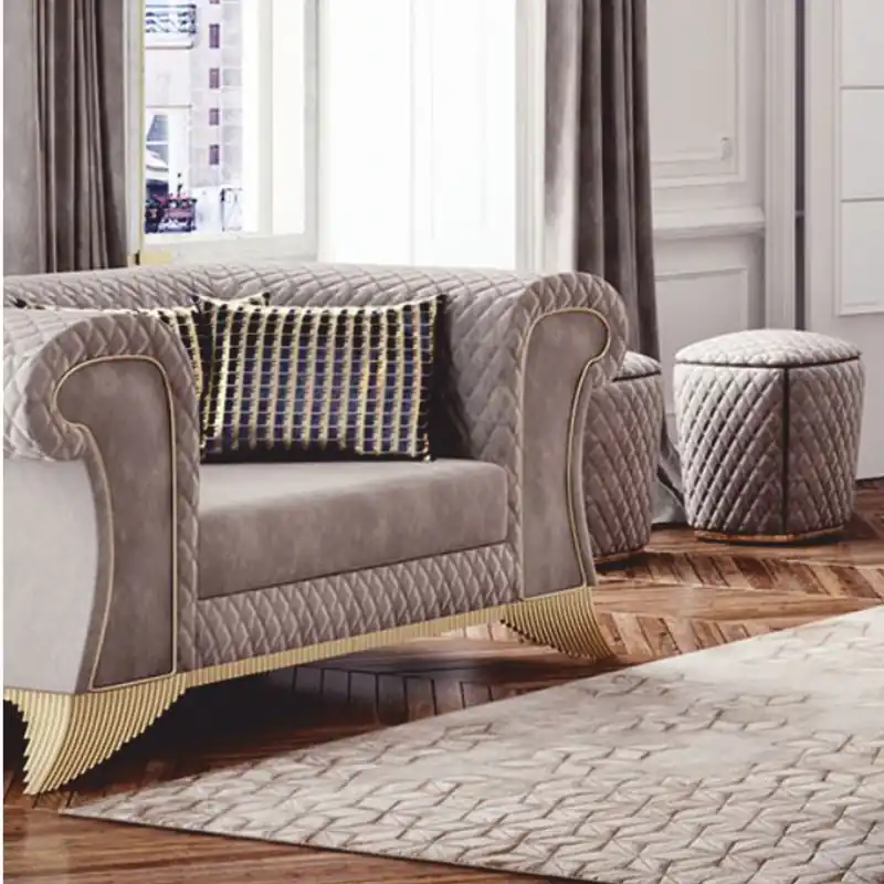 Bestpreis Casa Padrino poltrona Art Deco di lusso grigio / oro - Mobile per soggiorno e hotel