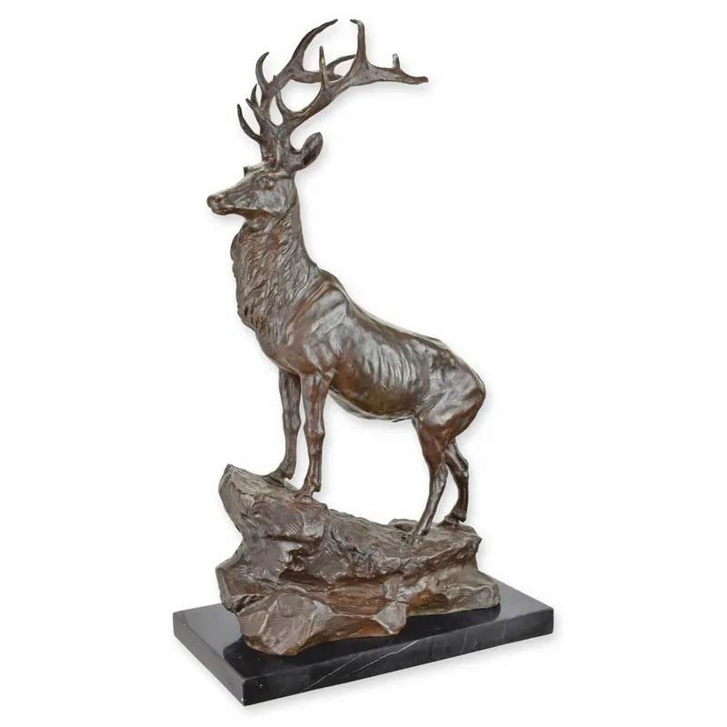 Direktkauf Casa Padrino scultura decorativa in bronzo di lusso cervo su roccia lato destro marrone / nero A. 67,8 cm
