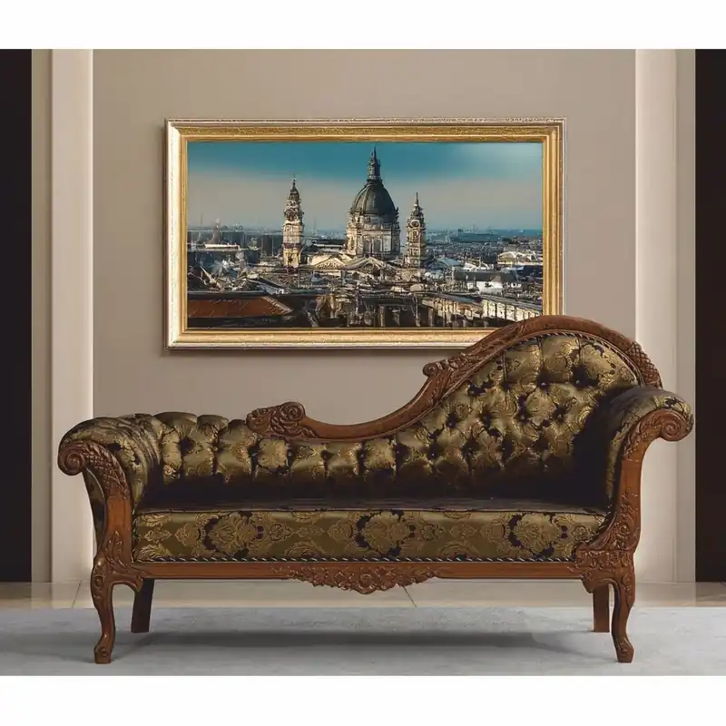 Casa Padrino Divano Barocco di Lusso Lato Destro Oro / Nero / Marrone 210 cm - Mobili Barocchi Aktuell