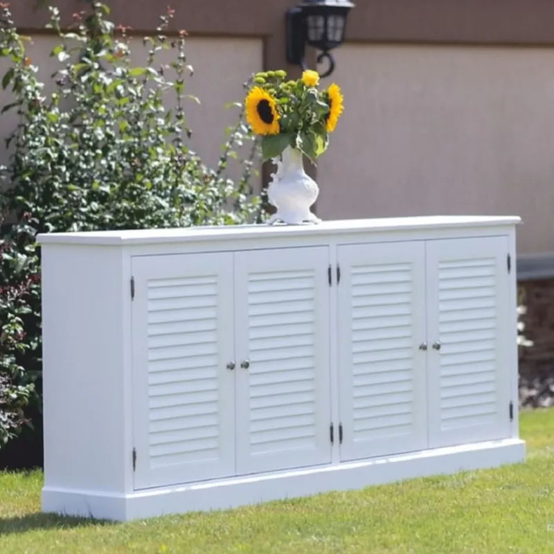 Online Kaufen Casa Padrino credenza in legno massello in stile country bianco 209 cm - Mobili per sala da pranzo