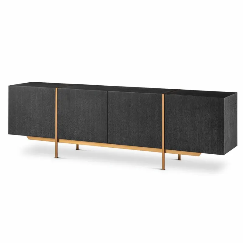 Ausverkauf Casa Padrino credenza di lusso nero-grigio / ottone 225,5 cm - Mobili di lusso
