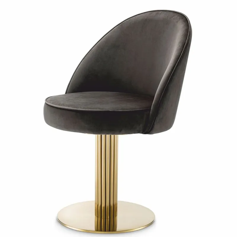 Preisknaller Casa Padrino sedia da pranzo di lusso grigio / ottone A. 85 cm - Sedia girevole