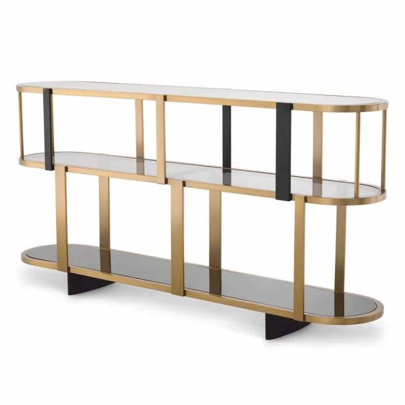 Casa Padrino consolle di lusso ottone / nero / grigio 180 cm - Mobili per hotel di lusso Echt