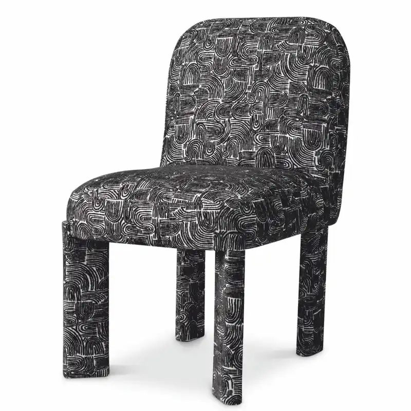Highlight Casa Padrino sedia da pranzo di lusso nero / bianco A. 84,5 cm - Mobili per la sala da pranzo