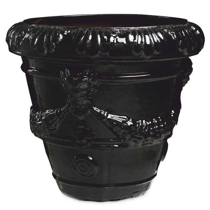 Ausverkauf Casa Padrino vaso da fiori barocco di lusso in ceramica nero Ø 60 x A. 56 cm - Decorazione da giardino