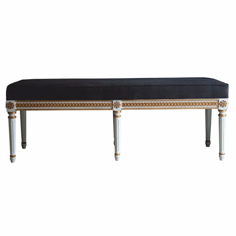 Garantierte Lieferung Casa Padrino panca barocco di lusso grigio scuro / bianco / oro 153 cm - Fatto in Italia