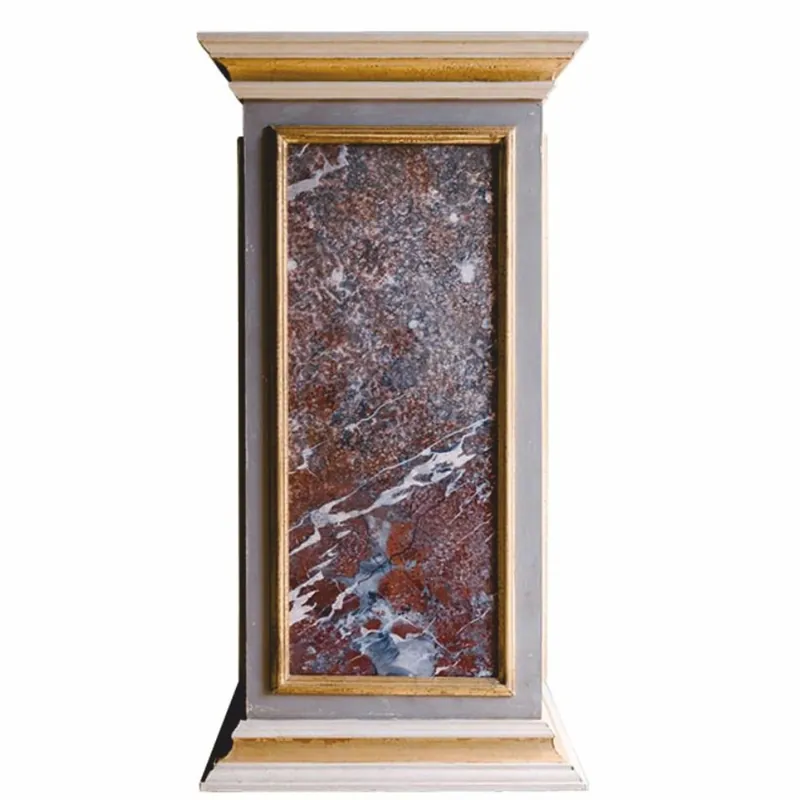 Casa Padrino Colonna Barocco di Lusso Grigio / Bianco / Oro / Rosso A. 82 cm - Fatto in Italia Sichere Zahlung