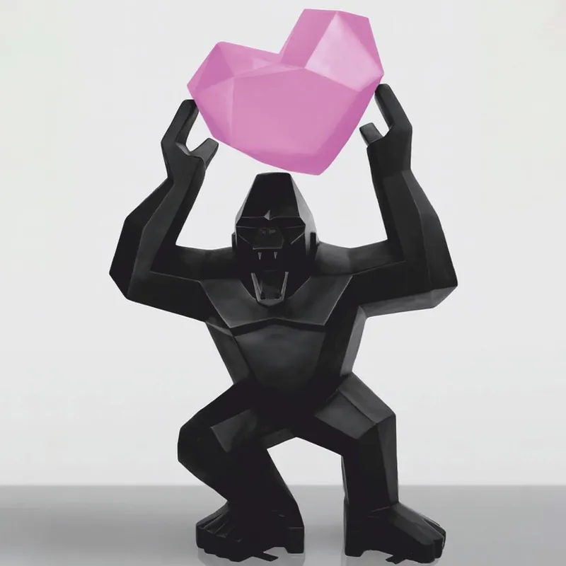 Casa Padrino scultura decorativa XXL gorilla con cuore nero / rosa A. 146 cm Letzte Chance