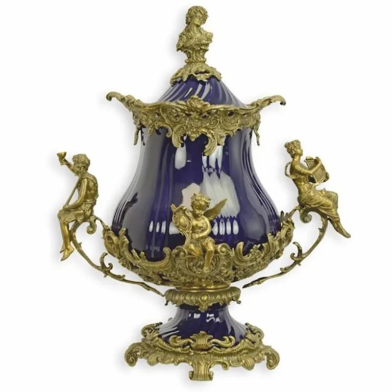 Casa Padrino ciotola barocco in porcellana blu scuro / ottone A. 52 cm - Decorazione barocca Schneller Versand