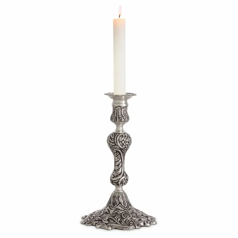 Neuheit Casa Padrino Portacandele Barocco di Lusso Argento Antico A. 27,5 cm - Decorazione Barocca
