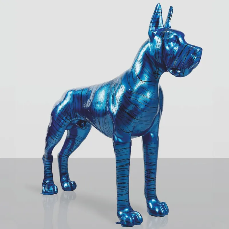 Garantierte Lieferung Casa Padrino Scultura Decorativa XXL Alano Blu / Nero 130 cm - Figura da Giardino