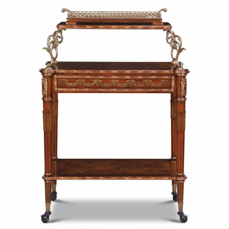Casa Padrino carrello da portata barocco di lusso marrone / ottone / argento - Carrello da tè in stile barocco Echt