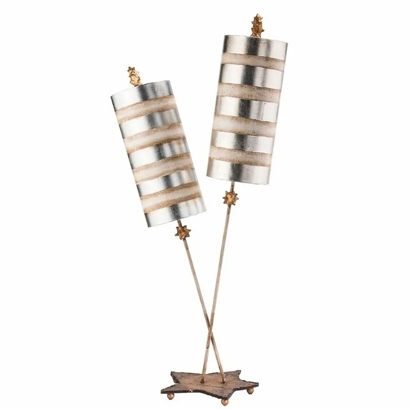 Letzte Chance Casa Padrino lampada da tavolo doppia di lusso argento / crema A. 102,7 cm - Illuminazione di lusso
