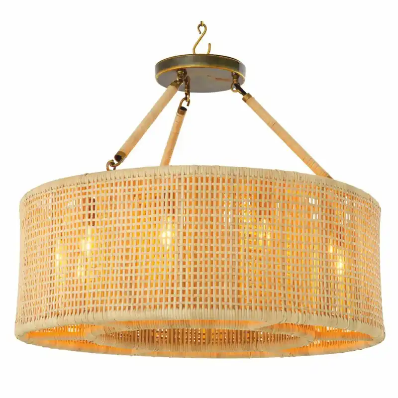 Expressversand Casa Padrino lampadario di lusso in rattan naturale Ø 80 cm - Luci di lusso