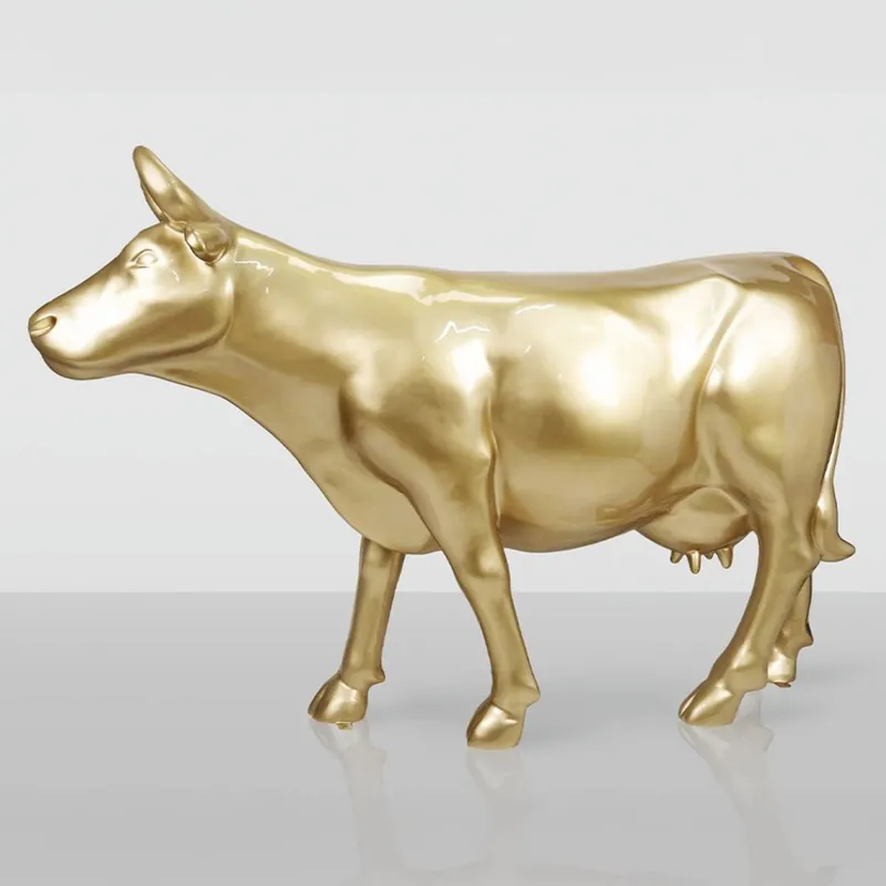 Casa Padrino scultura decorativa XXL mucca oro 225 cm - Figura da giardino a grandezza naturale Direktkauf