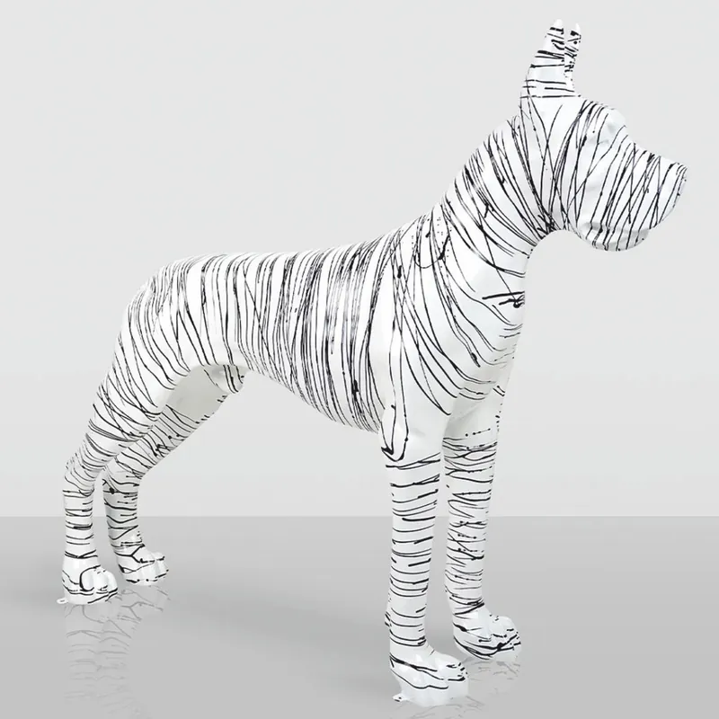 Abverkauf Casa Padrino Scultura Decorativa XXL Alano Bianco / Nero 130 cm - Figura da Giardino