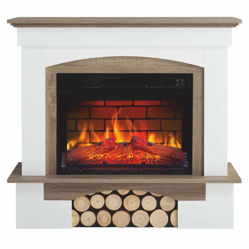 Neu Im Sortiment Casa Padrino caminetto elettrico a LED in stile country bianco / marrone 98,5 x 30 x A. 90 cm