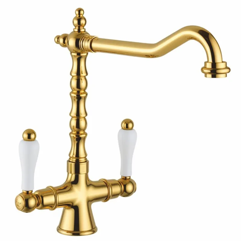 Casa Padrino Rubinetto per Lavabo Art Nouveau Oro / Bianco Al. 30,5 cm - Fatto in Italia Knallerangebot