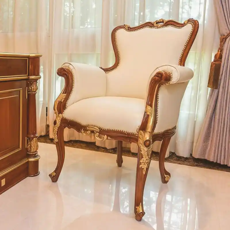 Letzte Chance Casa Padrino poltrona barocco di lusso in vera pelle beige / marrone / oro - Fatto in Italia