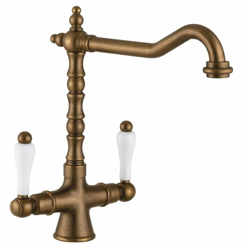 Knallerangebot Casa Padrino Rubinetto per Lavabo Art Nouveau Bronzo / Bianco Al. 30,5 cm - Fatto in Italia
