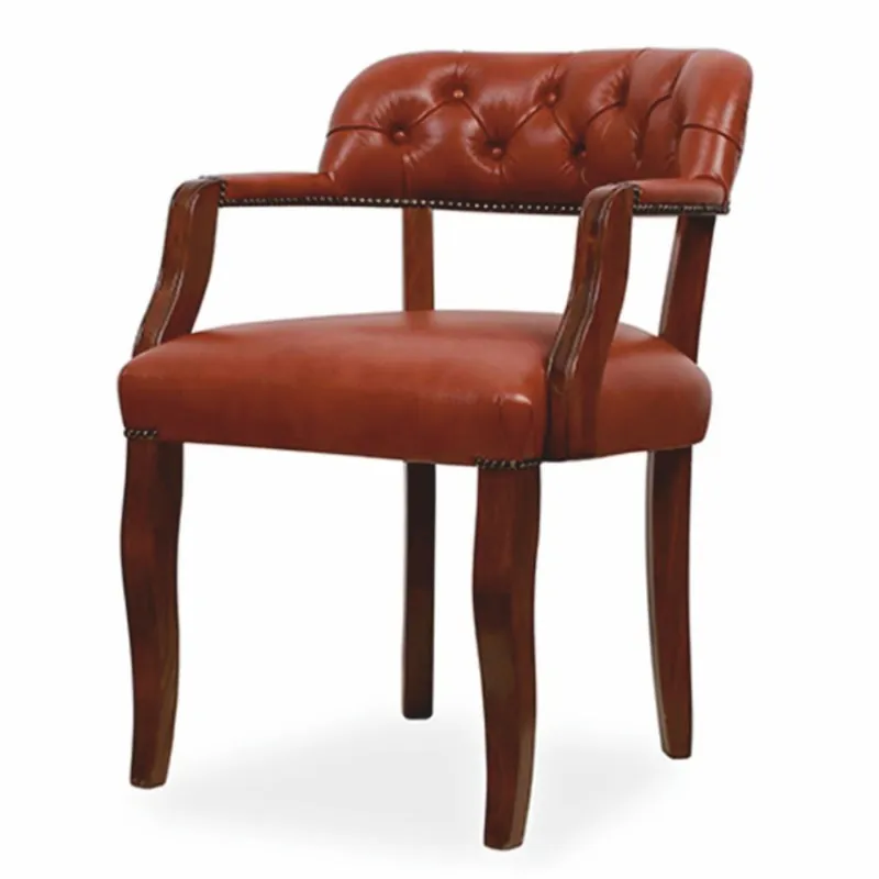 Sonderaktion Casa Padrino sedia da pranzo Chesterfield di lusso in pelle con braccioli marrone A. 77 cm