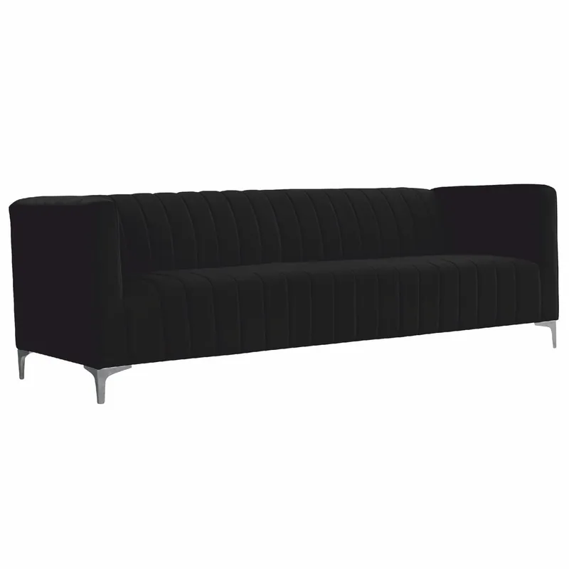 Top-Seller Casa Padrino divano di lusso a 3 posti in velluto nero / grigio 220 cm - Mobili per soggiorno