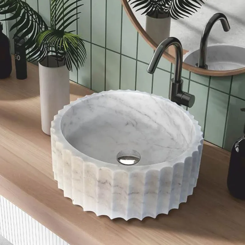 Neue Kollektion Casa Padrino lavabo di lusso in marmo bianco Ø 39 cm - Accessori da bagno