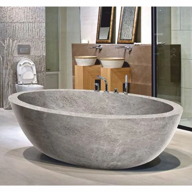 Super-Preis Casa Padrino vasca da bagno di lusso indipendente in marmo grigio 178 cm - Interni da bagno