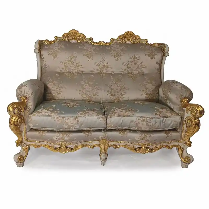 Casa Padrino divano barocco di lusso per hotel e soggiorno argento / grigio / oro 150 cm - Fatto in Italia Günstig