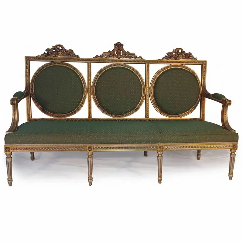Casa Padrino divano da soggiorno barocco di lusso verde / argento / oro 173 cm - Fatto in Italia Sichere Zahlung