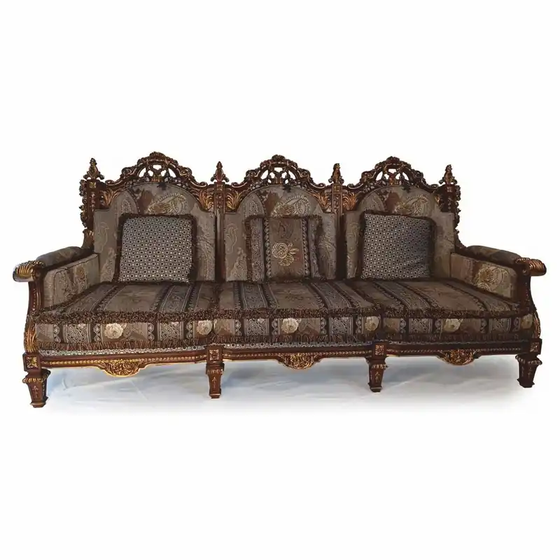 Casa Padrino divano barocco di lusso con cuscini grigio / marrone / oro 249 cm - Fatto in Italia Markenprodukt