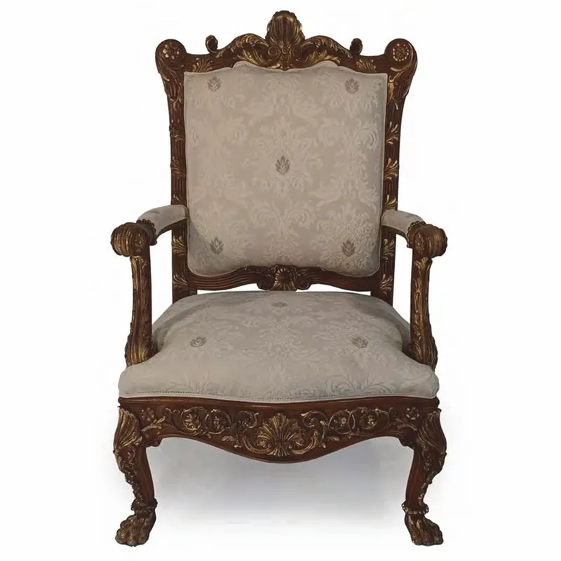 Nur Heute Casa Padrino poltrona da soggiorno barocco di lusso grigio / marrone scuro / oro A. 123 cm - Fatto in Italia