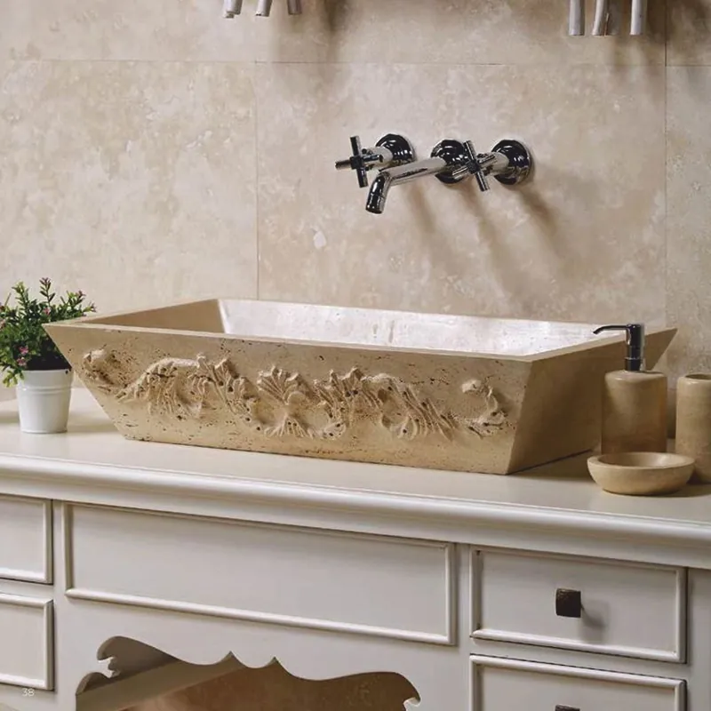 Casa Padrino Lavabo in Travertino Art Nouveau Beige 70 cm - Accessori da Bagno Super-Preis