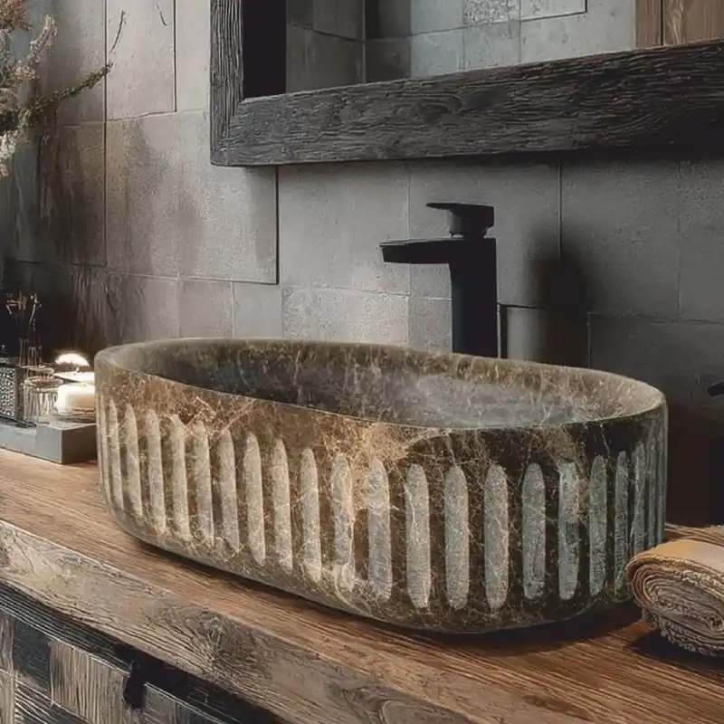 Nur Für Kurze Zeit Casa Padrino lavabo di lusso in marmo marrone 58 cm - Accessori da bagno