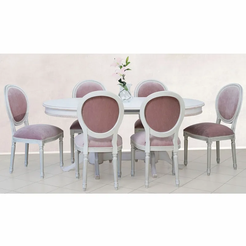 Must-Have Casa Padrino set da pranzo barocco di lusso rosa / bianco - Mobili da pranzo barocco