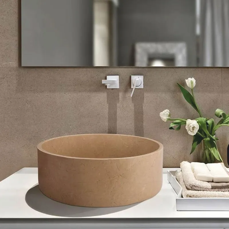 Casa Padrino Lavabo di Lusso in Travertino Taupe Ø 42 cm - Accessori da Bagno Schneller Versand