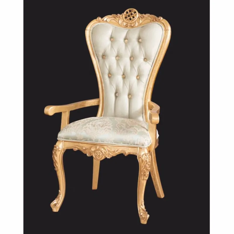 Begrenztes Angebot Casa Padrino sedia da pranzo barocco di lusso con braccioli verde / oro - Mobili barocchi