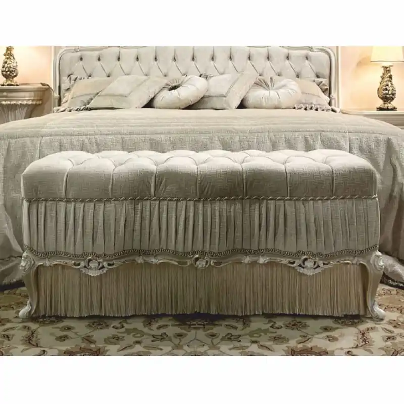 Casa Padrino panca barocco di lusso bianco / oro 132 cm - Mobili barocco - Fatto in Italia Schnäppchen