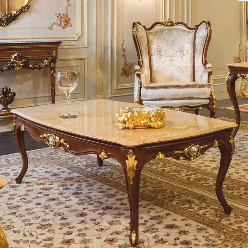 Casa Padrino tavolo da salotto barocco di lusso beige / marrone scuro / oro 146 cm - Fatto in Italia Beliebt