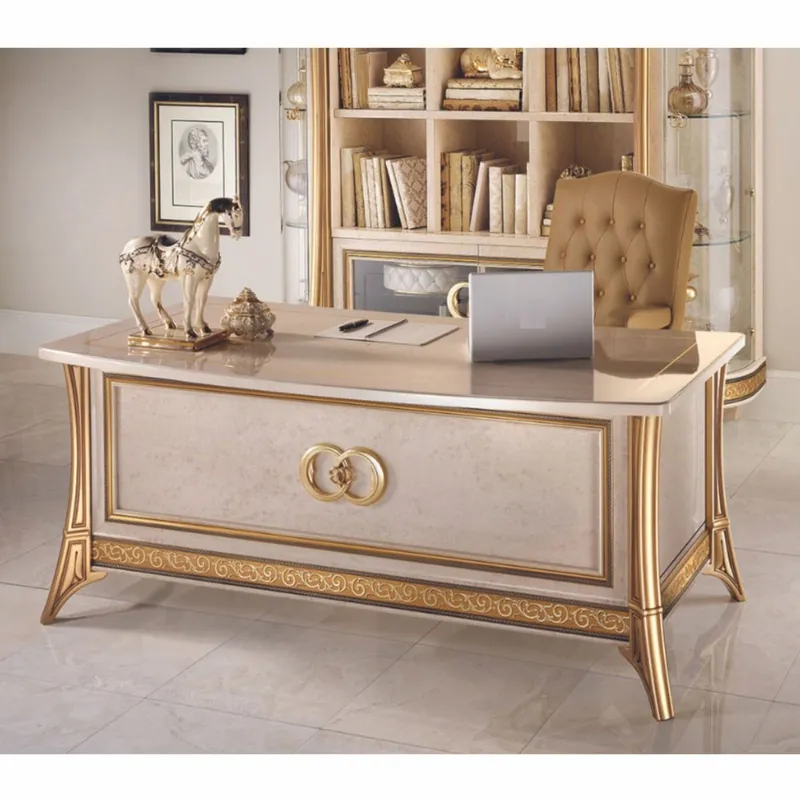 Casa Padrino Scrivania Barocco di Lusso Crema / Oro 180 cm - Mobili per Ufficio - Fatto in Italia Expressversand