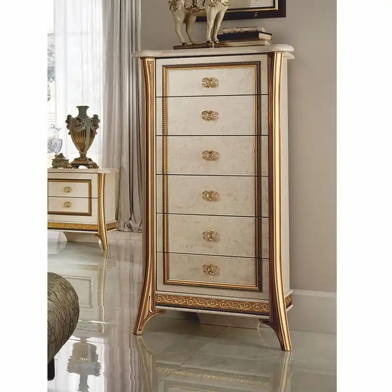 Finale Aktion Casa Padrino cassettone barocco di lusso con 6 cassetti crema / oro A. 136 cm - Fatto in Italia