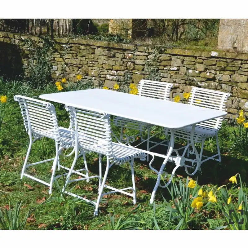 Casa Padrino set di mobili da giardino in ferro battuto Art Nouveau bianco - Tavolo da Giardino e 4 Sedie Nur Für Kurze Zeit