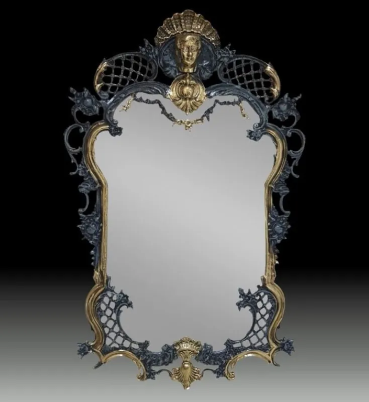 Casa Padrino specchio barocco di lusso in bronzo blu / oro A. 96 cm - Mobili barocchi Bestseller