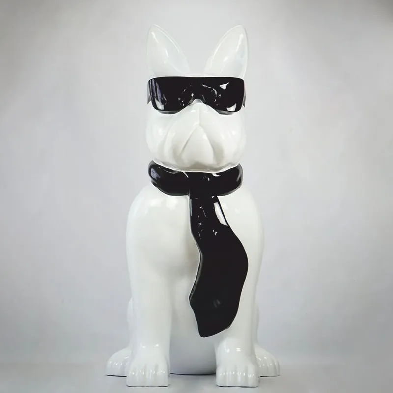 Direkt Vom Hersteller Casa Padrino figura decorativa cane bulldog bianco / nero A. 65 cm - Scultura decorativa