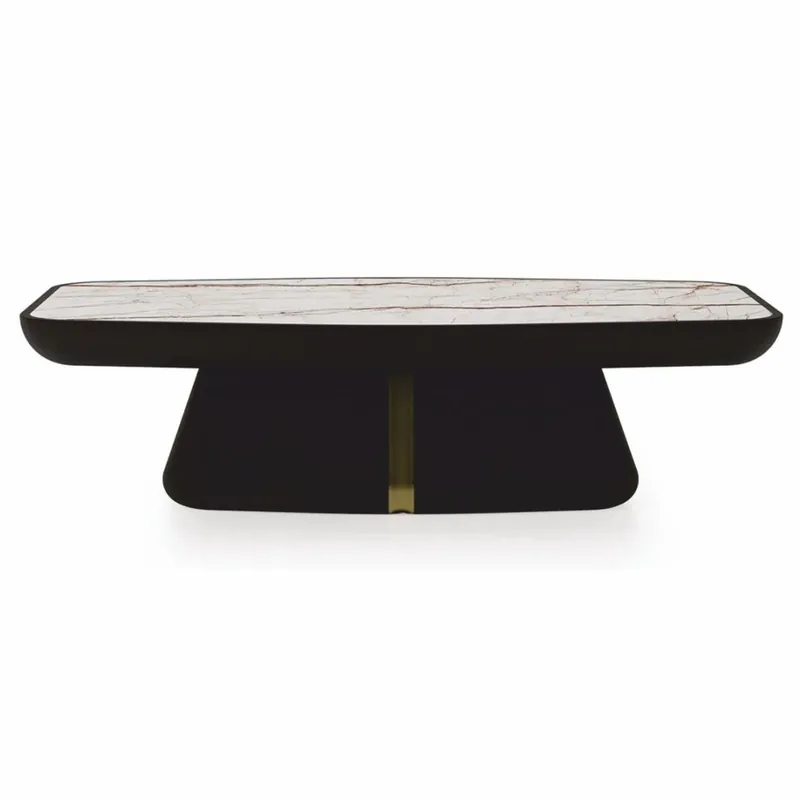 Casa Padrino tavolo da salotto di lusso con piano in marmo marrone scuro / ottone / bianco-marrone 150 cm Sofort Bestellen