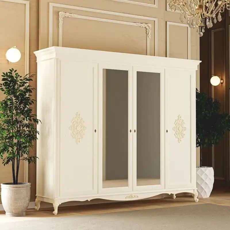 Neue Kollektion Casa Padrino armadio da camera da letto barocco di lusso crema 248 cm - Mobili da camera in stile barocco