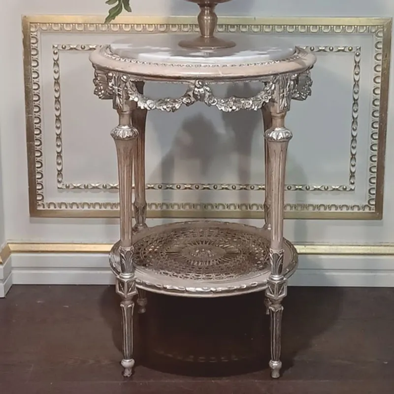 Casa Padrino tavolino barocco di lusso con piano in marmo argento / bianco - Fatto in Italia Bestseller