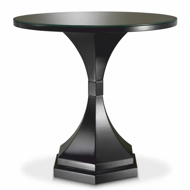 Casa Padrino tavolino di lusso in mogano con piano in vetro nero Ø 69 x A. 68 cm Nur Heute